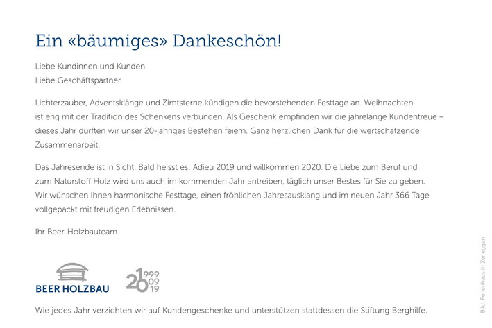 Weihnachten und Betriebsferien